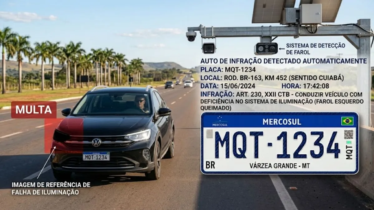 Multa por Farol Queimado 2026: O Novo Radar que Pega Lâmpadas Apagadas