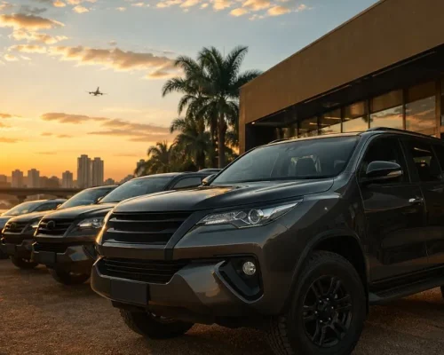 omboio de caminhonetes de luxo em expedição após o aluguel de carros 4x4 em Cuiabá na Transpantaneira 2026