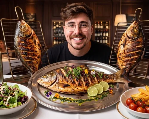 mesa farta de rodízio de peixe em Cuiabá com pacu frito e acompanhamentos