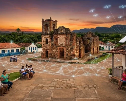 Antena Starlink em pousada de Vila Bela da Santíssima 2026 com vista para a serra