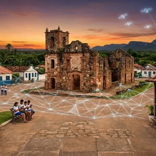 Antena Starlink em pousada de Vila Bela da Santíssima 2026 com vista para a serra